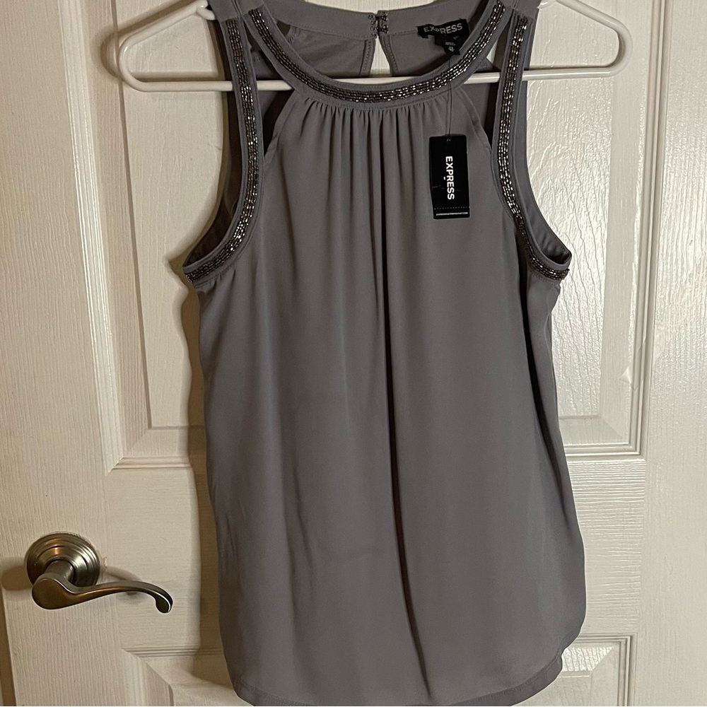 Express Charcoal Embellished Sleeveless Blouse in size XS